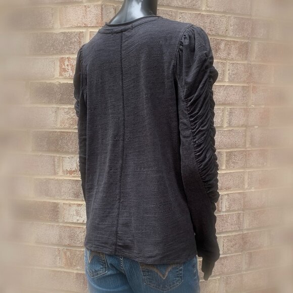 We The Free Natasha Crewneck Ruched Long Sleeve Top Sz M - Picture 5 of 13